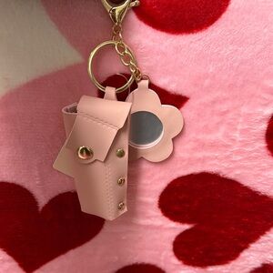 Pink Keychain Holder with Flower Charm